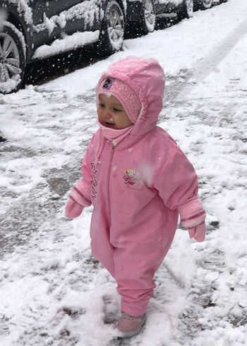 Pembe Bebek Kız Tulum Kürklü Kapüşonlu - Görsel 7