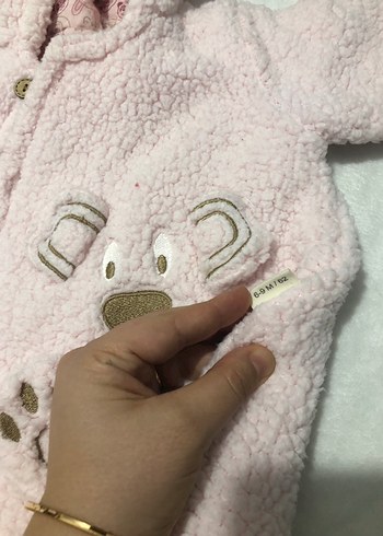 Kız Bebek Pembe Kürklü Nakışlı Tulum - Görsel 3