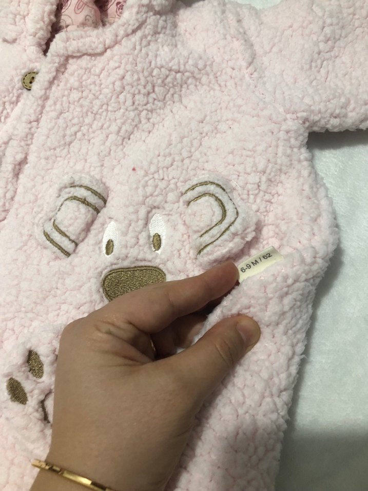 Kız Bebek Pembe Kürklü Nakışlı Tulum - Görsel 3