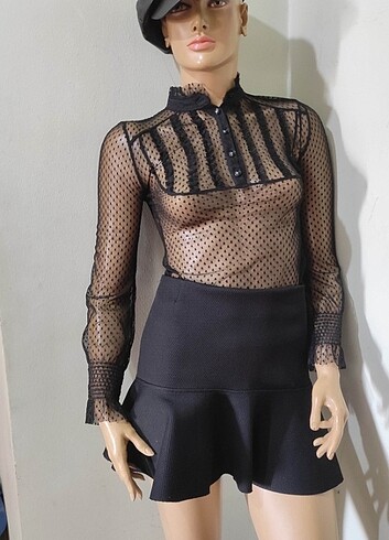 H&M Gotik Siyah dantel bluz 