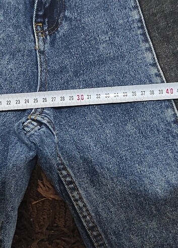 32 Beden Çift renk mom jeans kot pantolon 