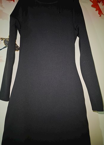 Siyah Uzun Kollu İnce Triko Elbise - Görsel 2