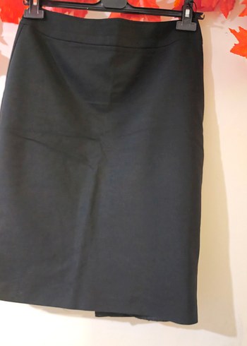 siyah yırtmaçlı kumaş etek - Görsel 5