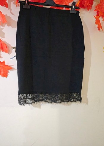 Siyah Dantel Detaylı Mini Kalem Etek - Görsel 8