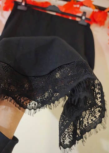 Siyah Dantel Detaylı Mini Kalem Etek - Görsel 7