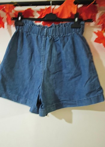 Kadın Mavi Kemerli Mini Denim Şort - Görsel 5