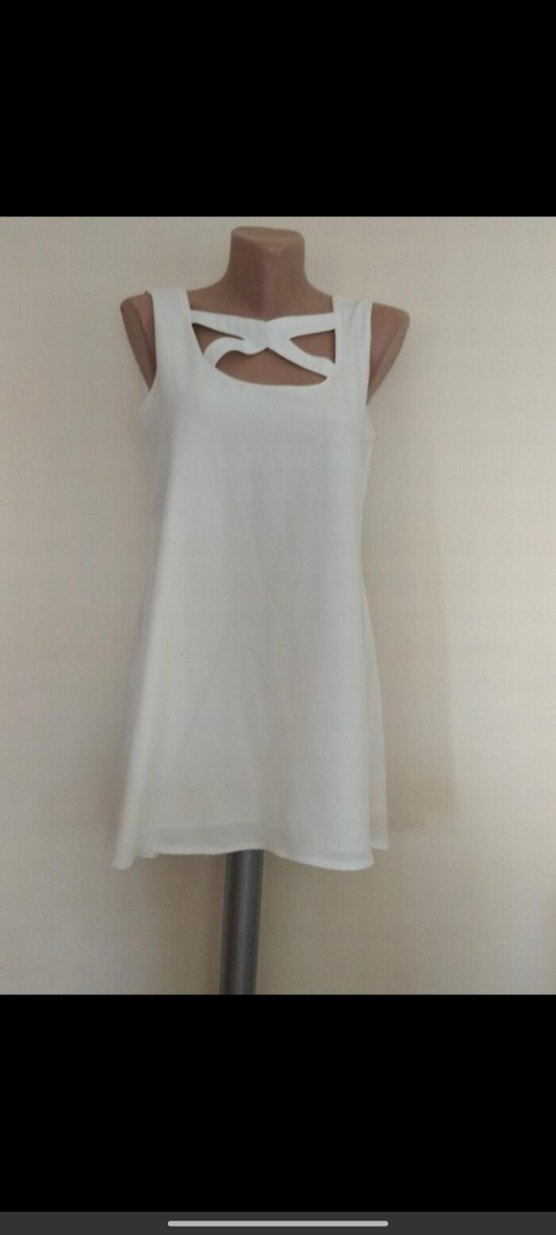 Bohem Beyaz V Yakalı Mini Elbise - Görsel 2