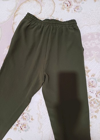 s Beden yeşil Renk Kadın Haki Rahat Kesim Midi Kumaş Pantolon