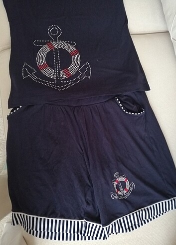 s Beden lacivert Renk Şort pijama takımı 