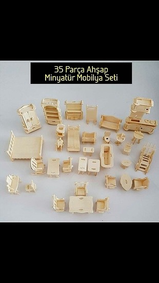 35 PARÇA MİNYATÜR MOBİLYA SETİ 