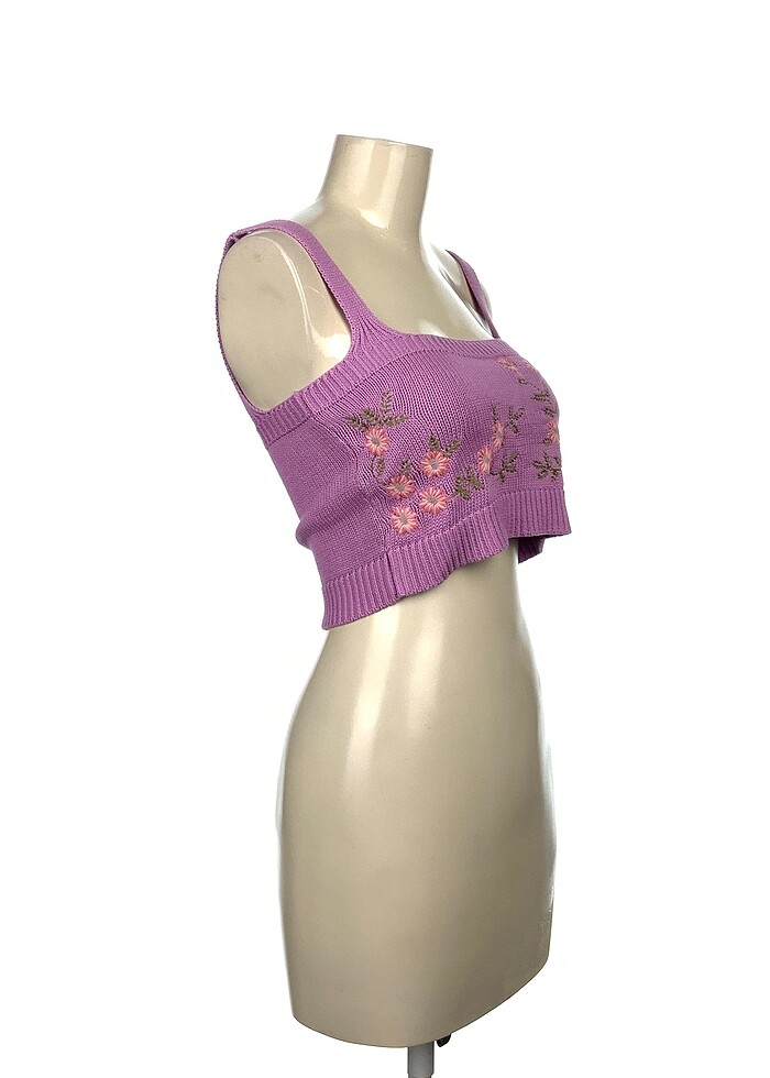 Trendyol & Milla nakışlı crop triko bluz - Görsel 4