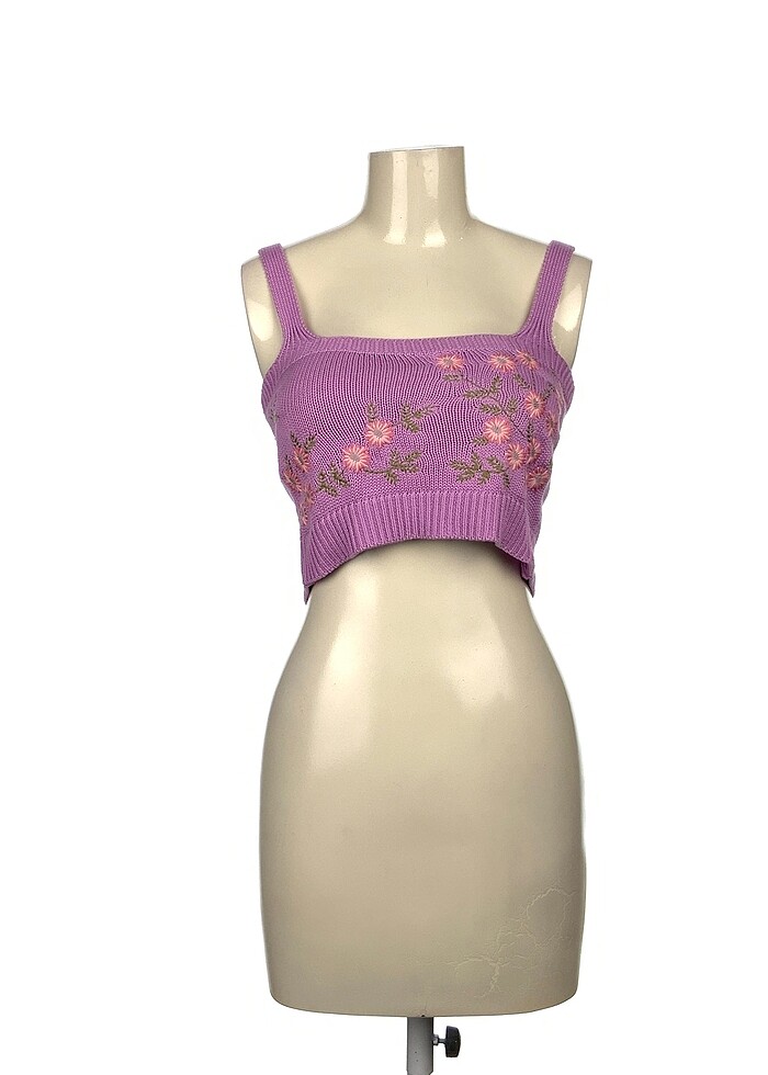 Trendyol & Milla nakışlı crop triko bluz - Görsel 2