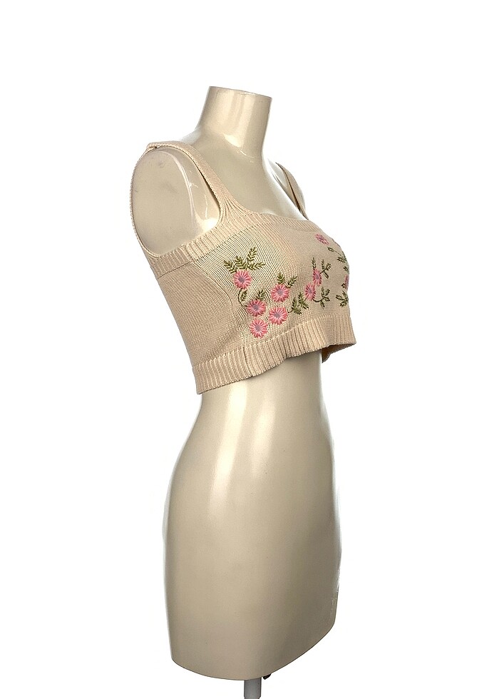 Trendyol & Milla nakışlı crop triko bluz - Görsel 3