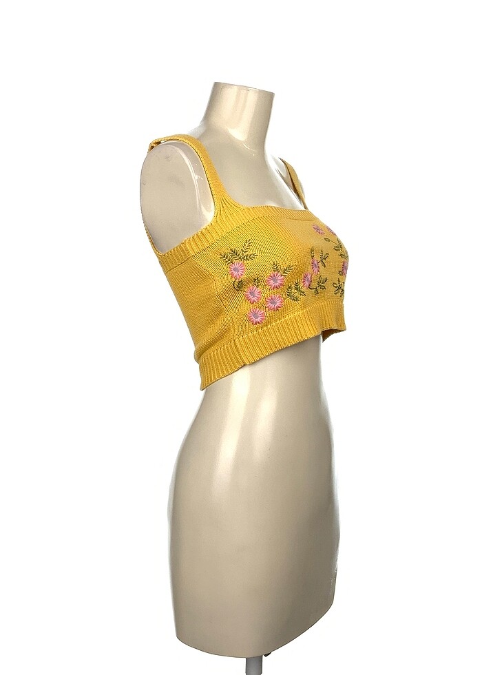 Trendyol & Milla nakışlı crop triko bluz - Görsel 4