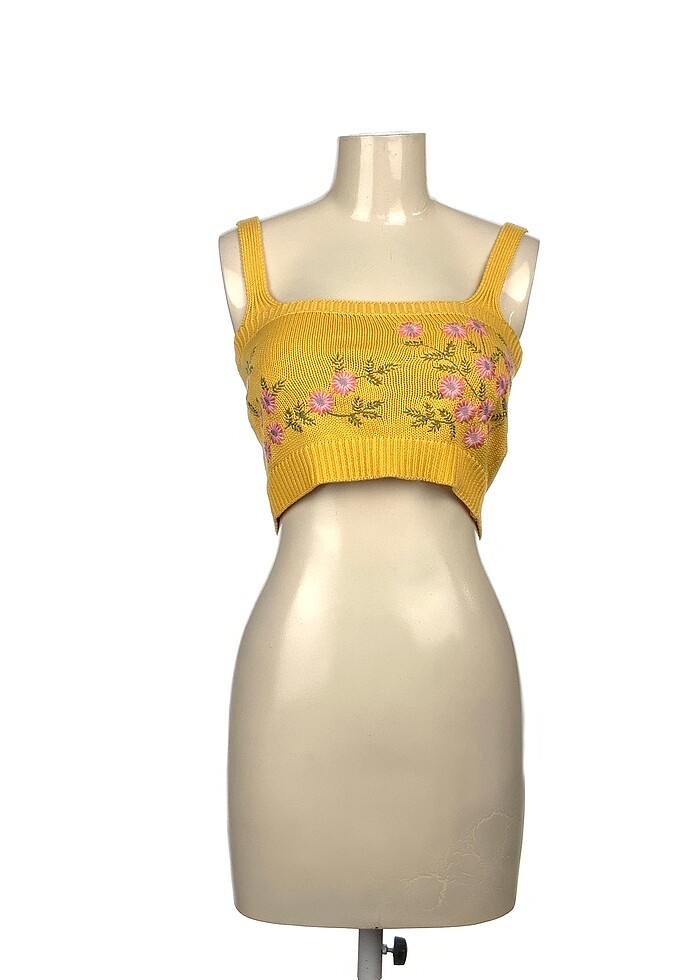 Trendyol & Milla nakışlı crop triko bluz - Görsel 3