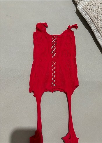 Standart Beden Beden Parlak Kırmızı vücut Külotlu Çorap