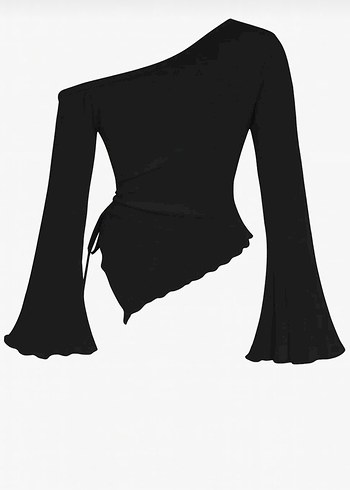 Diğer Siyah V Yakalı Uzun Kollu Gotik Bluz