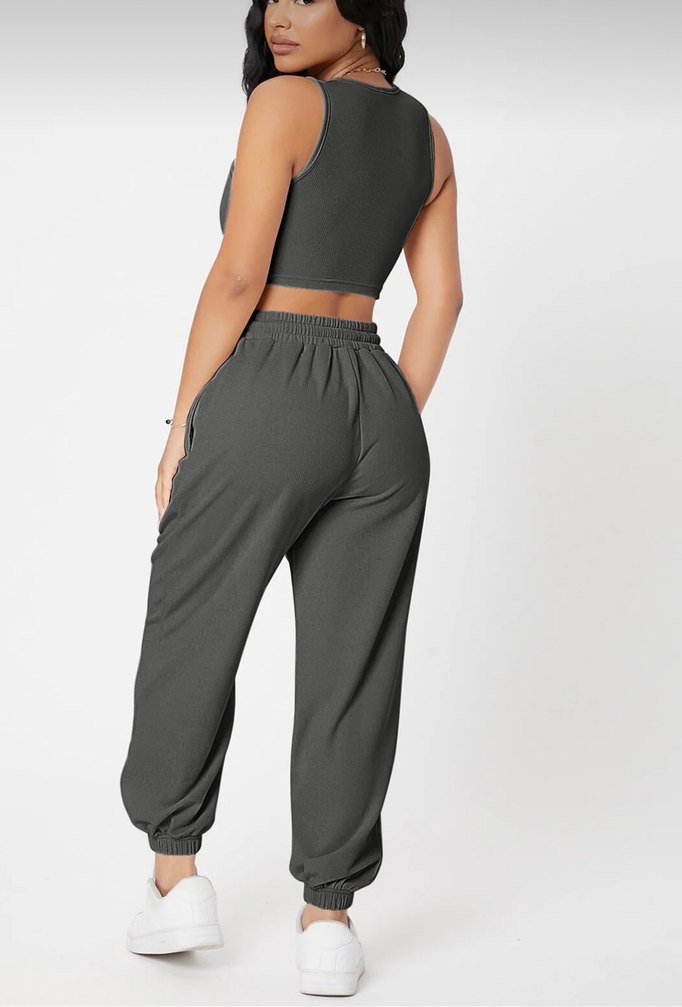 Gri Rahat Kesim Kadın Eşofman Takımı - Görsel 2