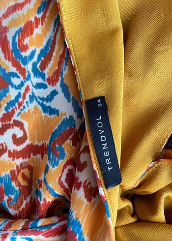 Bohem Çok Renkli Uzun Kollu V Yaka Elbise - Görsel 3