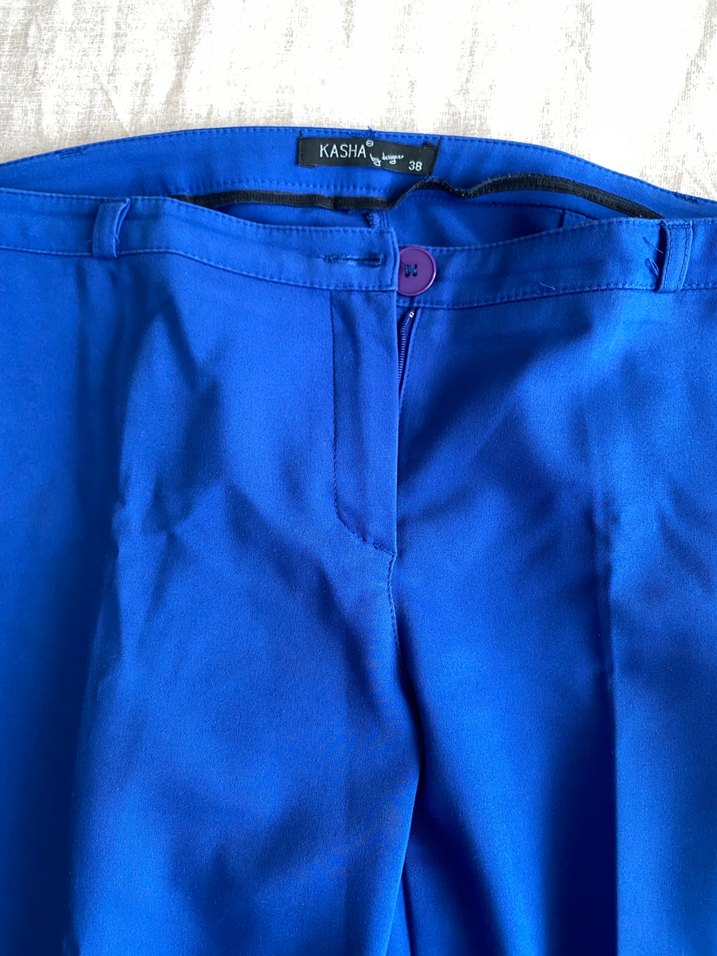 Mavi Pilili Kadın Kumaş Pantolon - Görsel 2