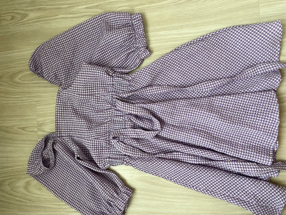 Mor Kareli Midi Elbise - Görsel 4