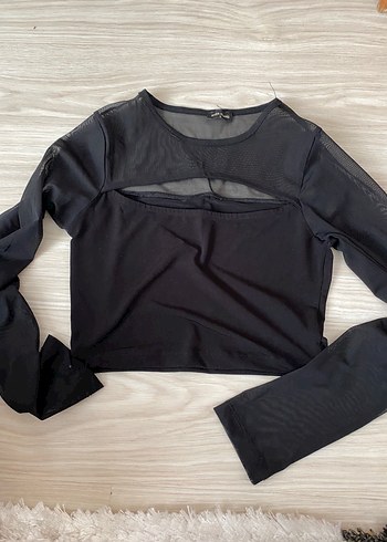 Siyah Uzun Kollu Dar Kesim Bluz - Görsel 3