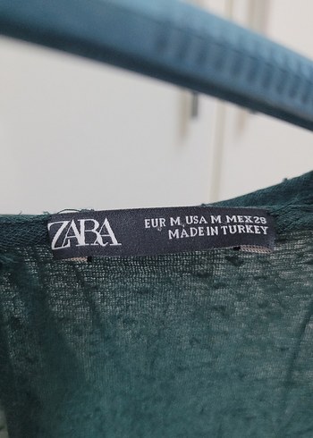 m Beden Drapeli Yeşil Keten Kadın Bluz