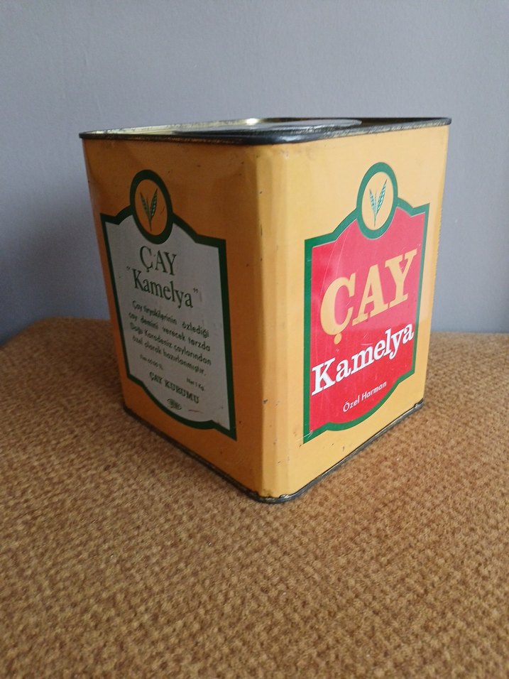 Antika Çay Kamelya Özel Harman Teneke Kutu - Görsel 3