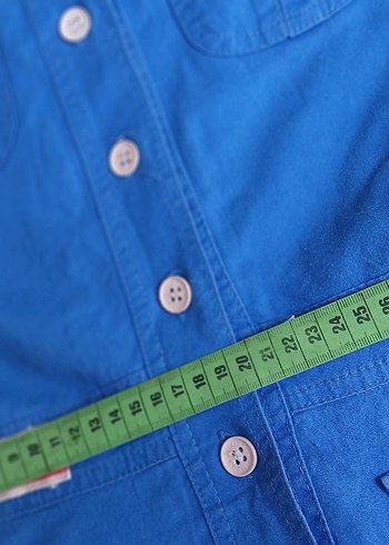 Vintage Mavi Düğmeli Kısa Kollu Denim Kadın Gömlek - Görsel 7