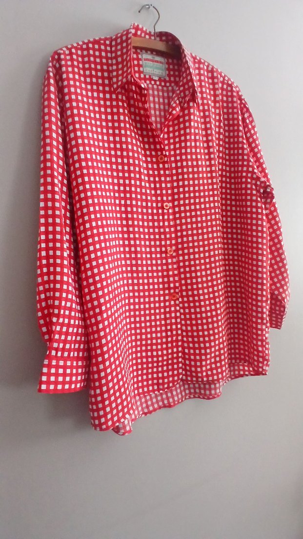 Vintage GinFizz Marka Kırmızı Kareli Uzun Kollu Kadın Gömlek - Görsel 3