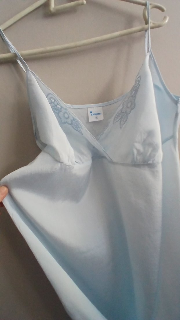 Vintage Bebe Mavisi İpeksan Gecelik - Görsel 3