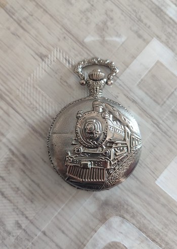 Vintage Gri Tren Desenli Cep Saati