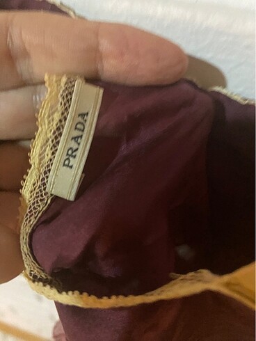 s Beden bordo Renk Prada ipek asklı bluz/iç giyim