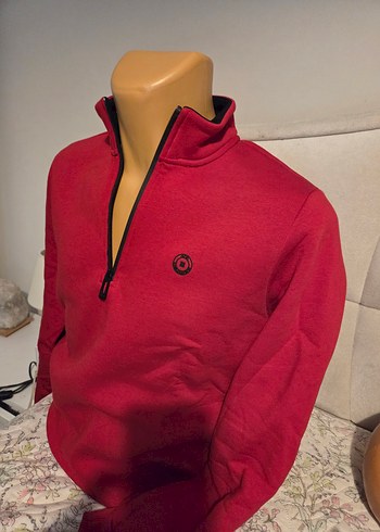 Diğer Avva Kırmızı Yarım Fermuarlı Erkek Sweatshirt
