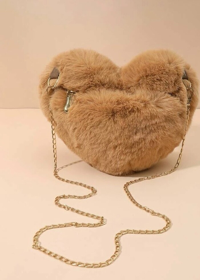 Peluş kalp çanta - Görsel 2
