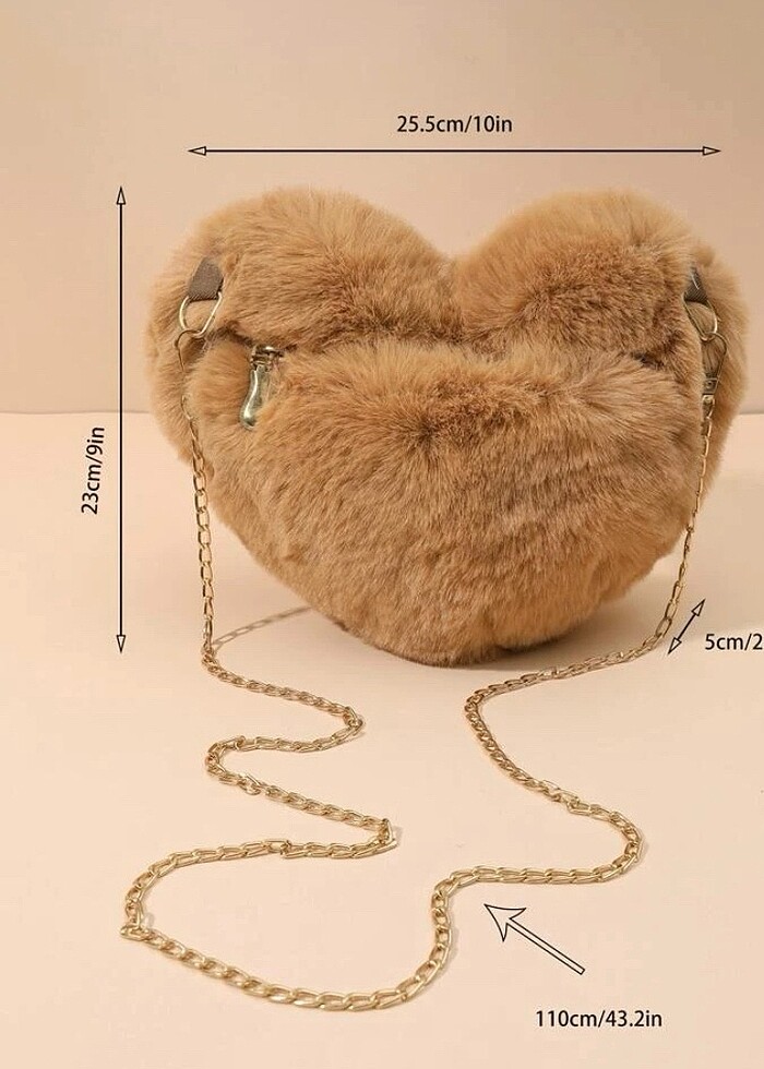 Peluş kalp çanta - Görsel 3