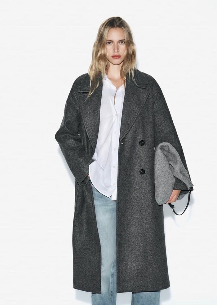 Zara gri kaban - Görsel 2