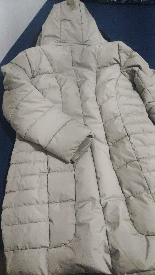 Krem Kemerli Kadın Uzun Kışlık Mont - Görsel 3