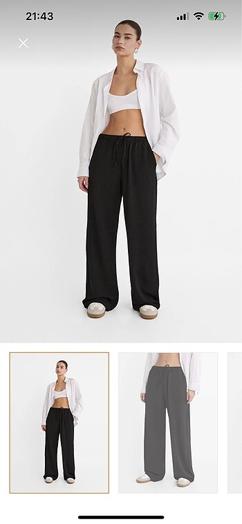 stradivarius siyah keten pantolon
