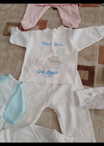6 Ay Beden beyaz Renk Bebek Kız Nakışlı Pamuklu 6'lı Tulum Seti
