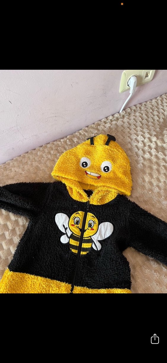 Sarı Siyah Arı Desenli Bebek Tulum - Görsel 2