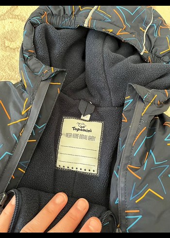 Koyu Mavi Desenli Fermuarlı Bebek Tulum - Görsel 2