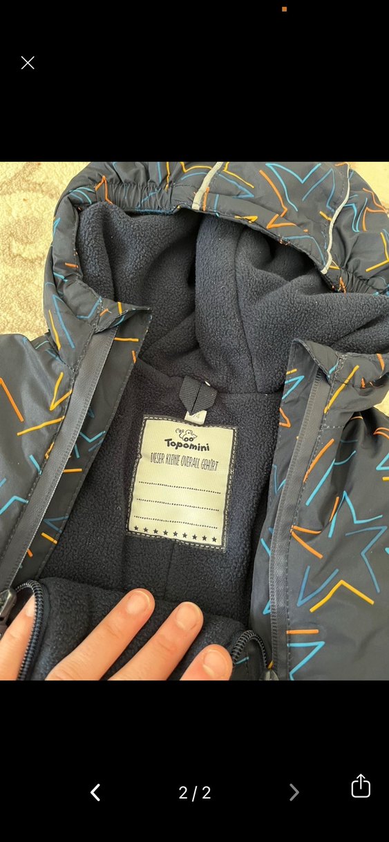 Koyu Mavi Desenli Fermuarlı Bebek Tulum - Görsel 2