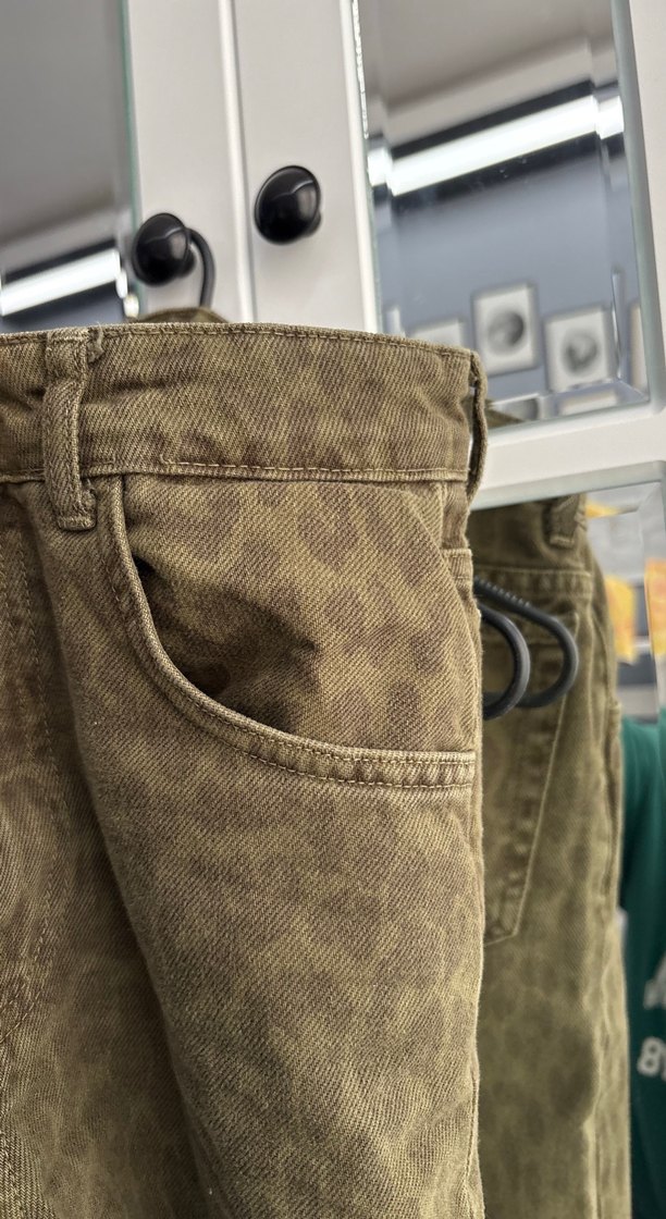 Leopar Desenli Kahverengi Deri Kadın Pantolon - Görsel 3