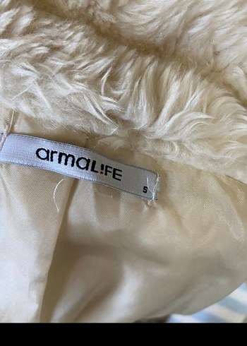 Bej KadınKürk Mont Yüksek Yaka - Görsel 5