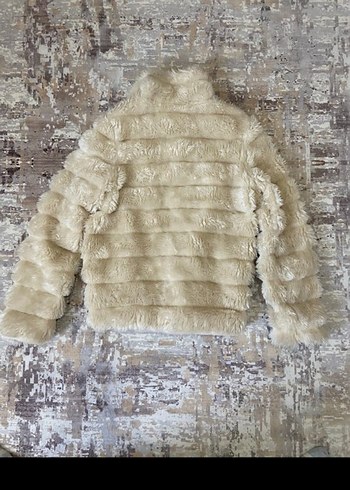 Bej KadınKürk Mont Yüksek Yaka - Görsel 2