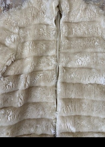 Bej KadınKürk Mont Yüksek Yaka - Görsel 4