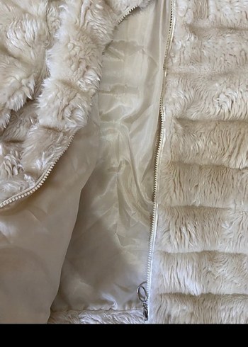 Bej KadınKürk Mont Yüksek Yaka - Görsel 3