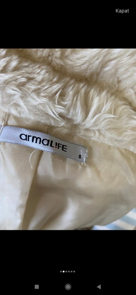 Bej KadınKürk Mont Yüksek Yaka - Görsel 5