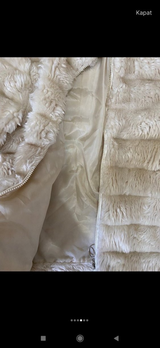 Bej KadınKürk Mont Yüksek Yaka - Görsel 3